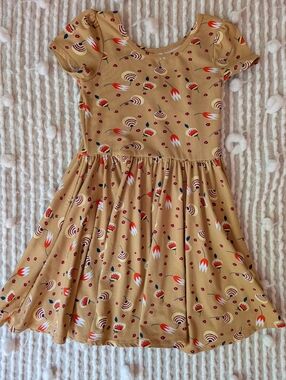 Girls' Tan Floral-Print Twirl Dress-size 3/4